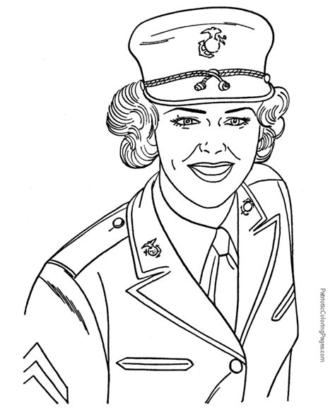 Women In Military Coloring Page