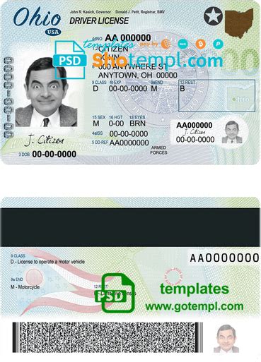 Usa Ohio State Driving License Template In Psd Format Datempl Ready