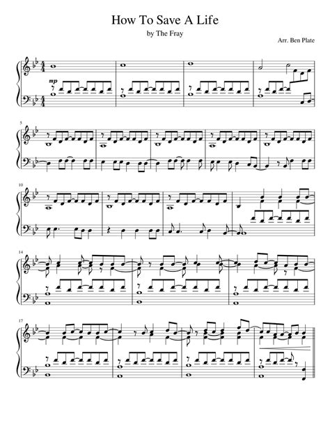 The Fray How To Save A Life Piano Sheet Music For Piano Solo