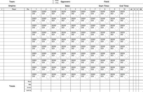 Softball Stat Sheet And Printable Softball Score Sheet Template Free