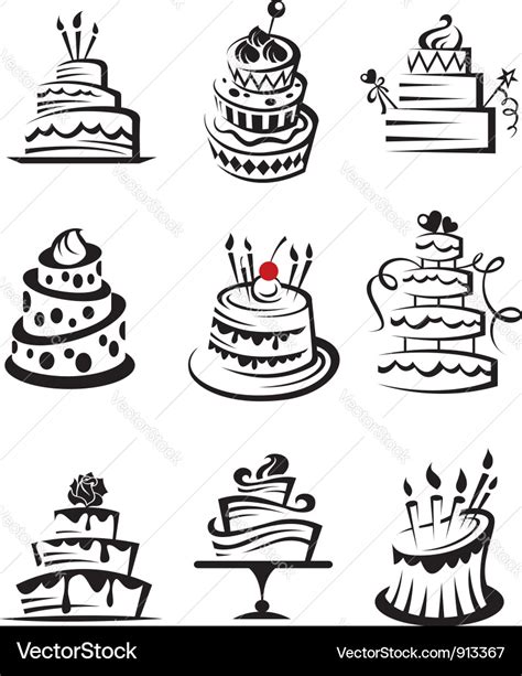 Set Of Cakes Royalty Free Vector Image Vectorstock