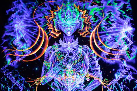 Uv Active Trippy Psychedelic Wall Tapestry Multidimensional Entity