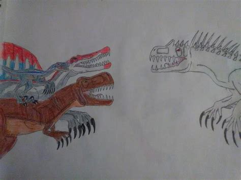 Rexyblue And Spino Vs Indominus Rex By Bonnerscar On Deviantart