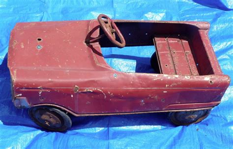 Original Vintage 1950s Red Pedal Car Toy Rusty Toy Car Pedal Cars Car