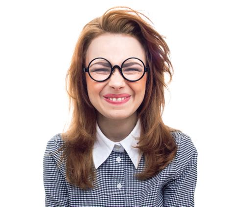 Funny Geek Or Loony Girl Showing Gritted Teeth Isolated On White