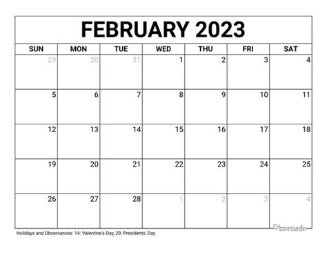 February 2023 And 2024 Calendar Free Printable With Holidays