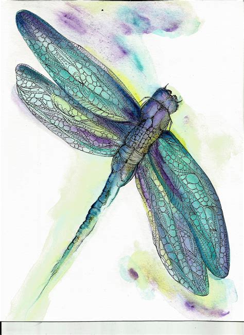 Chubbymermaid Etsy Watercolor Dragonfly Dragonfly Art Original Art