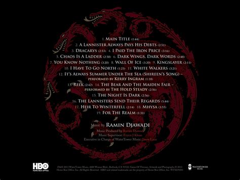 Film Music Site Game Of Thrones Season 3 Soundtrack Ramin Djawadi