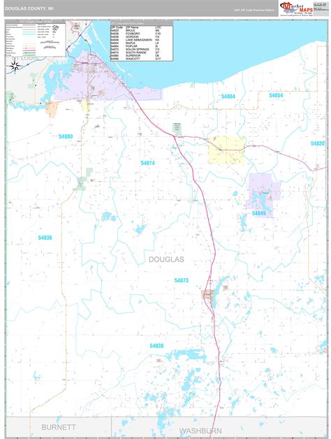 Douglas County Wi Wall Map Premium Style By Marketmaps