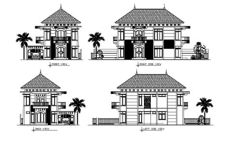 Front View Villa Elevation Of 9x11m House Building Is Given In This