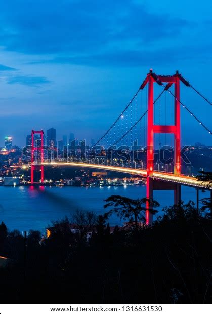 Istanbul Bosphorus Bridge Night 15th July Stock Photo 1316631530