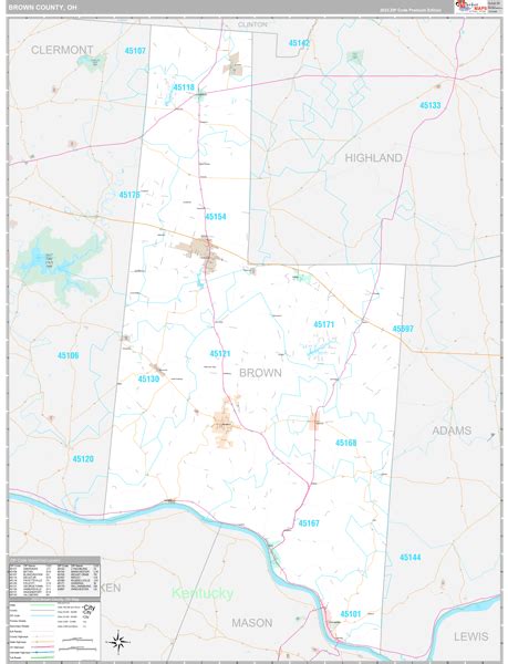 Brown County Oh Wall Map Premium Style By Marketmaps Mapsales