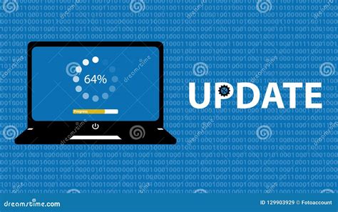 Laptop With Loading Icon And Updating Progress Bar Vector Symbol Flat