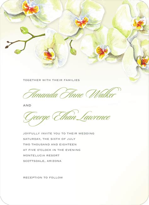 Watercolor Orchids Invitation Watercolor Wedding Invitations Wedding