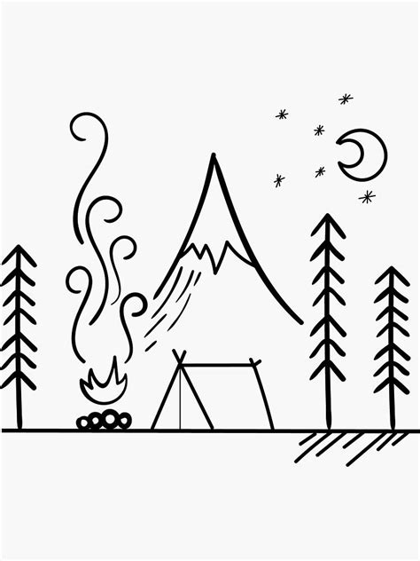 Camping Scene Outdoors Sticker By Tbootz Easy Doodles Drawings