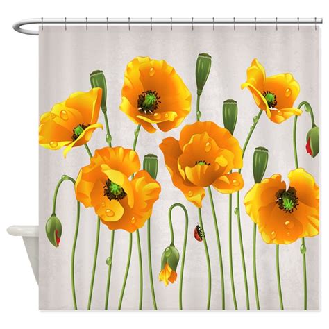 Golden California Poppy Shower Curtain Cafepress Poppy Shower