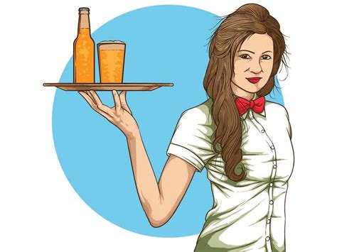 The Waitress Vector Illustration Illustration Artwork