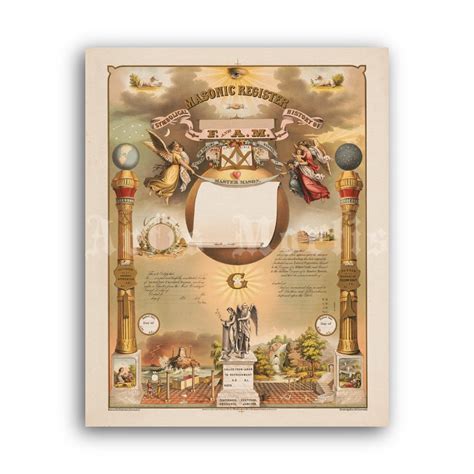 Printable Masonic Register Symbolic History Of Fandam Vintage Print
