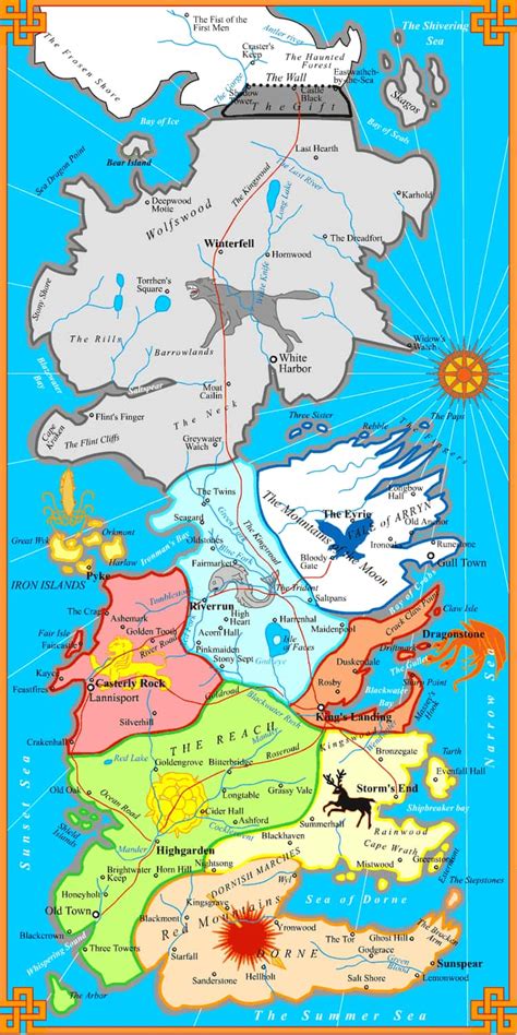 Westeros Map Houses Westeros Map Game Of Thrones West