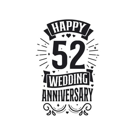52 Years Anniversary Celebration Typography Design Happy 52nd Wedding