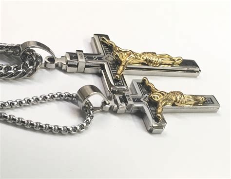 Mprainbow Mens Necklaces Stainless Steel Christian Jesus Crucifix Cross