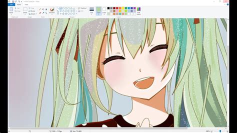 Computer Drawing Anime Girl On Ms Paint Using Mouse By