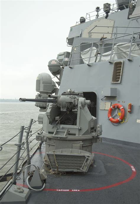 Mk 38 25mm Chain Gun Aboard The Guided Missile Destroyer Uss Mcfaul