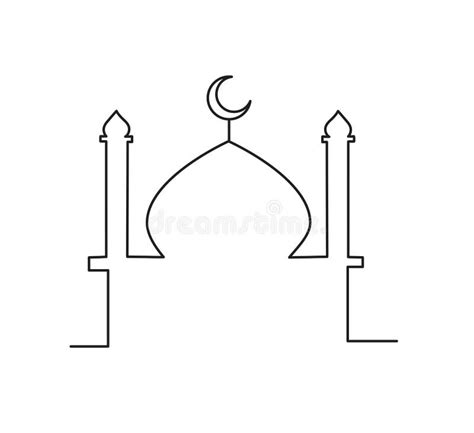 Continuous Line Drawing Islamic Mosque Vector Stock Vector