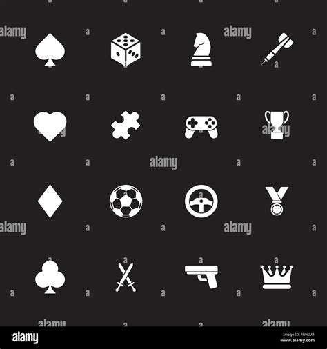Eps10 White Simple Flat Game Icon Set For Web Ui Infographic And