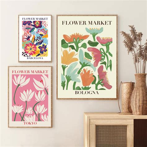 Set Of 3 Prints Flower Market Print Flower Market Barcelona Etsy Uk