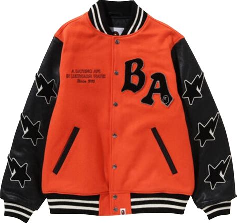 Buy Bape A Bathing Ape Relaxed Fit Varsity Jacket Orange 1i80 141