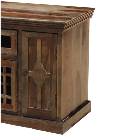 Sawhorse solid wood tv media stand for tvs upto 50 inches. Santa Fe Rustic Solid Wood TV Console Cabinet