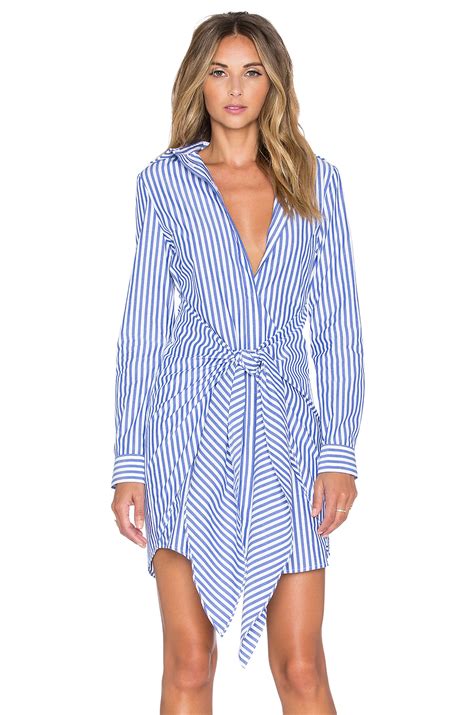 Nicholas Tie Front Shirt Dress In Blue Lyst