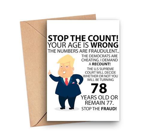 Funny 78th Birthday Card Funny Trump 78th Birthday Card Hilarious 78