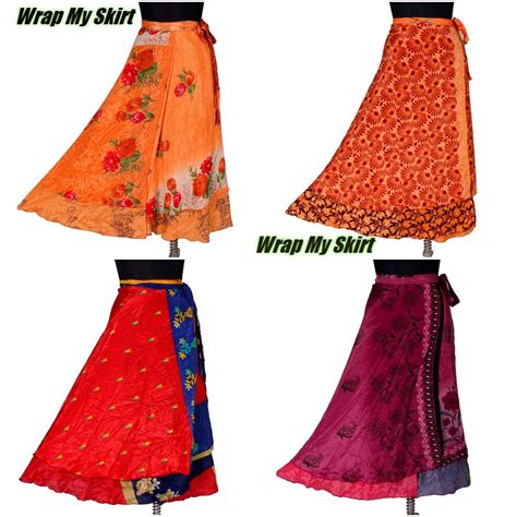 Vintage Silk Sari Wrap Around Skirt Magic Two Layer Rapron Etsy