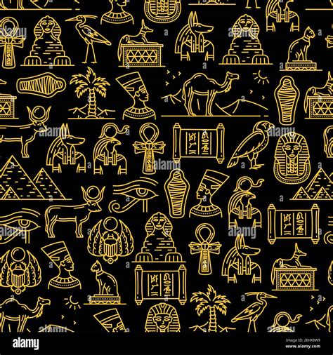 Egypt Culture Seamless Pattern Of Ancient Egyptian Gods Travel