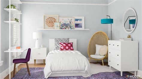 Make a pass at addyson sled end table with storage, christophe upholstered panel headboard, and wicker basket. 8 Cool Kids Bedroom Ideas From Modsy Customer Spaces
