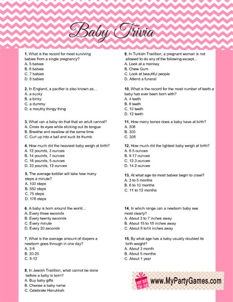 Our kids bingo cards can be used in a wide range of creative ways. Free Printable Baby Trivia Game for Baby Shower Party