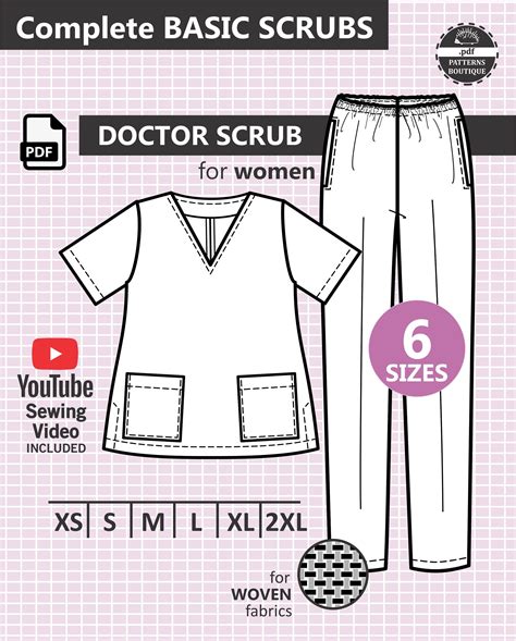 Complete Nurse Scrubs Pdf Sewing Pattern For Women Etsy Pdf Sewing My Xxx Hot Girl