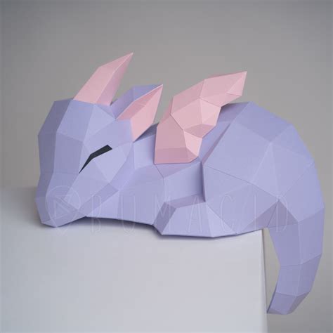 Diy Papercraft Pdf Template For Creating 3d Dragon On A Rock From Paper