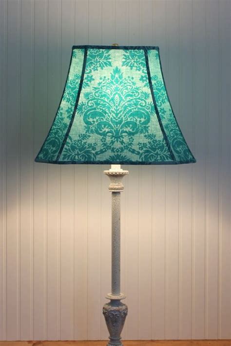 French Scalamandre Aqua Damask Lamp Shade Etsy Turquoise Lamp