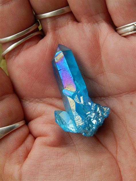 Blue Aura Quartz Point Titanium Coated Quartz Crystal Point Etsy
