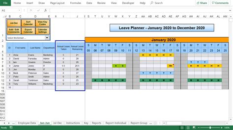 2021 Monthly Vacation Planner Excel Calendar Template Printable