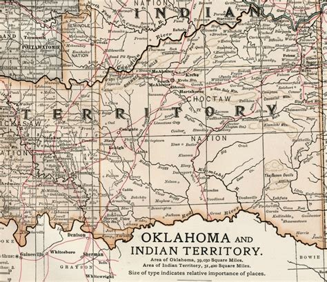 1903 Antique Map Of Oklahoma And Indian Territory