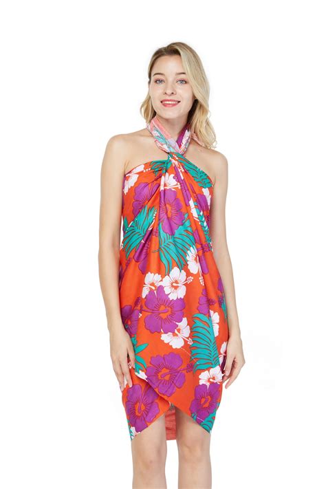 Hawaiian Hawaii Sarong Plus Size Blue Hibiscus Beach Coverup Pareo Wrap Dress Click Now To
