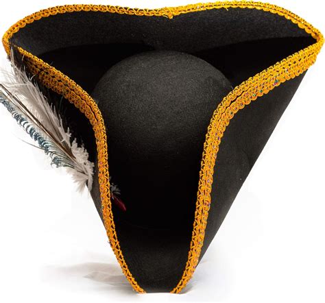 Pirate Hat Real Feathers Black Felt With Gold Trim Pirate Costume Men Pirate