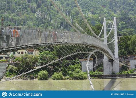 Iron Suspension Bridge In Rishikesh India Editorial Image Image Of