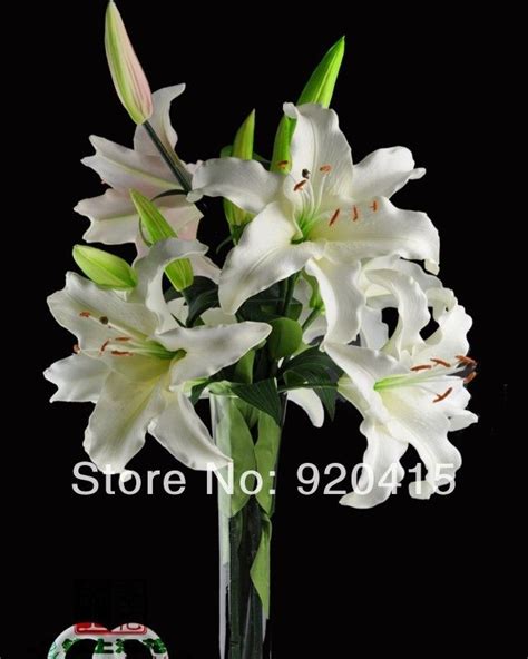 2017 31 Inch Real Touch Artificial Flowers Tiger Lily Flowers In White