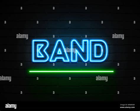 Band Neon Sign Glowing Neon Sign On Brickwall Wall 3d Rendered