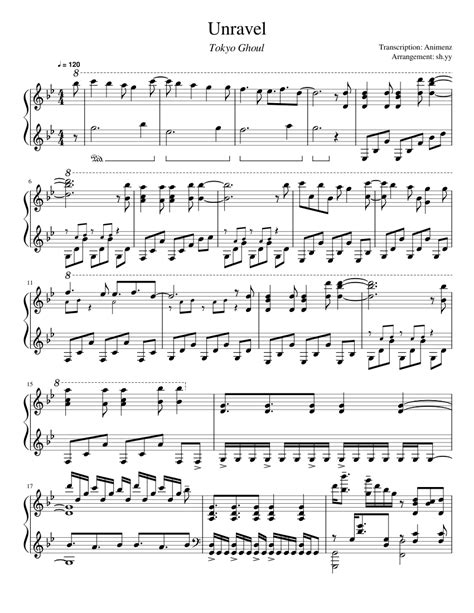 Unravel Animenz Toyko Ghoul Sheet Music For Piano Download Free